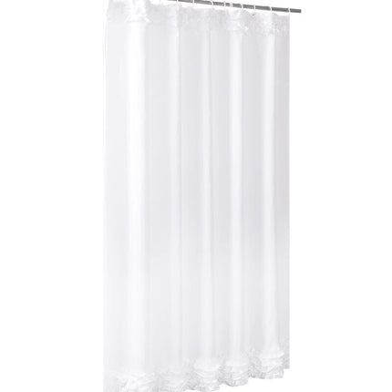 Tyylikäs yksivärinen valkoinen suihkuverho