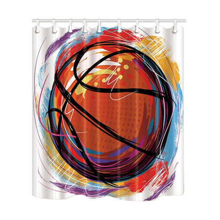 Taiteellinen koripallo-aiheinen suihkuverho