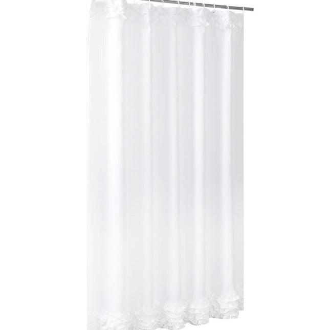 Tyylikäs yksivärinen valkoinen suihkuverho