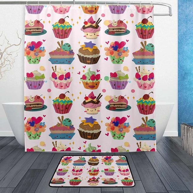 Söpöt kuppikakut lasten suihkuverho