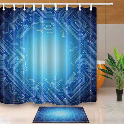 Sininen piirilevy-kuvioinen suihkuverho