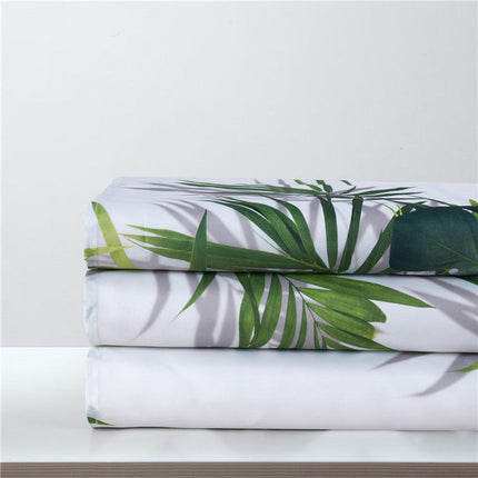 Trooppinen vihreä lehtikuvioinen suihkuverho