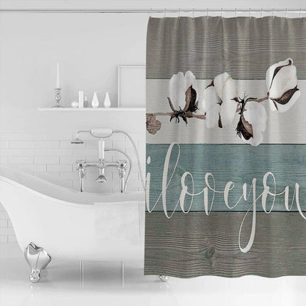 Puuvillan kukka rustiikkinen suihkuverho