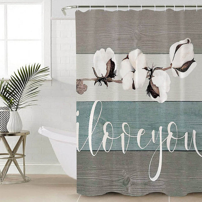 Puuvillan kukka rustiikkinen suihkuverho