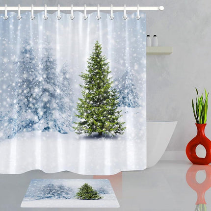 Talvinen luminen metsä suihkuverho