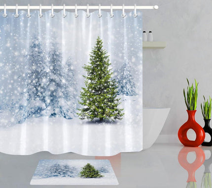 Talvinen luminen metsä suihkuverho