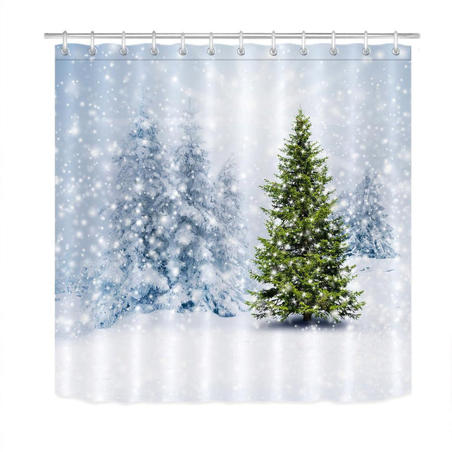 Talvinen luminen metsä suihkuverho