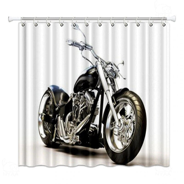 Moottoripyörä-aiheinen moderni suihkuverho
