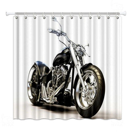 Moottoripyörä-aiheinen moderni suihkuverho