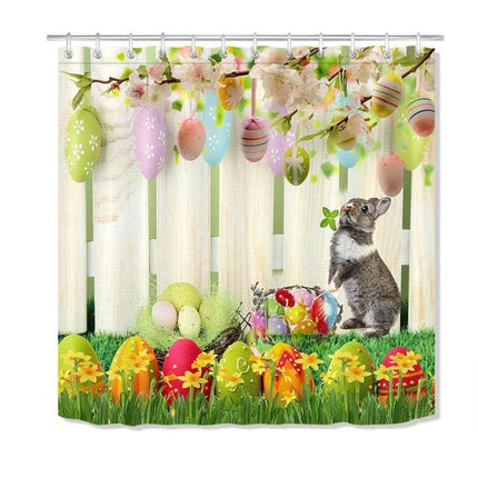 Pääsiäisaiheinen suihkuverho pupulla