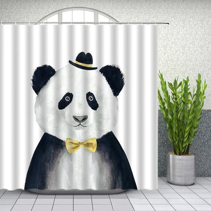 Elegantti panda hatulla suihkuverho