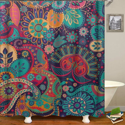 Värikäs psykedeelinen paisley-suihkuverho