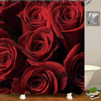 Realistinen 3D-ruusukuvioinen suihkuverho