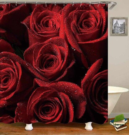 Realistinen 3D-ruusukuvioinen suihkuverho