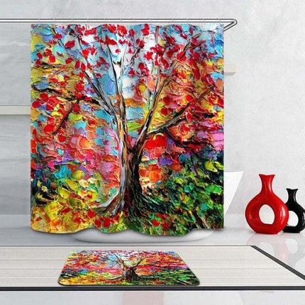 Elämänpuu maalaus tyylinen suihkuverho