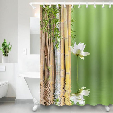 Aasialainen bambu ja lootus suihkuverho