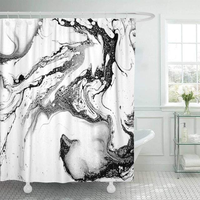 Abstrakti mustavalkoinen marmori suihkuverho