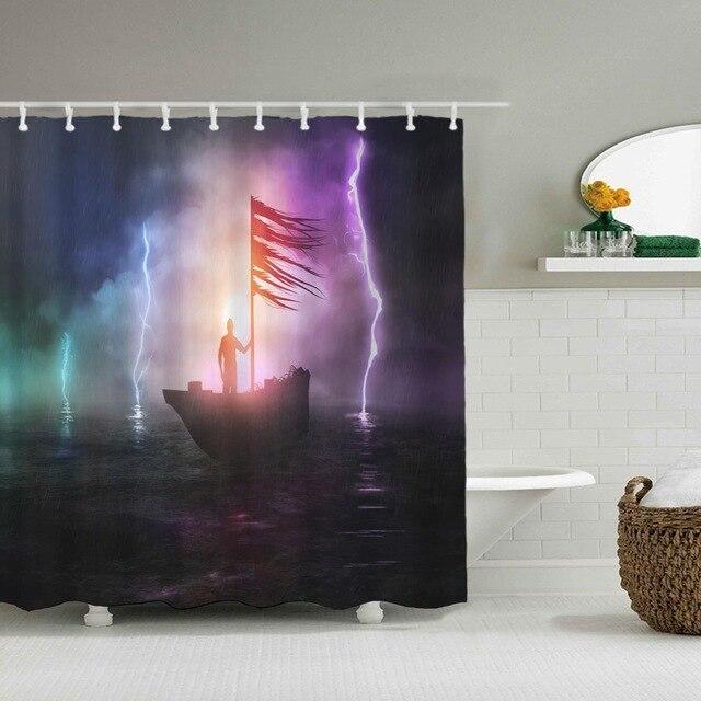 Suihkuverho veneellä myrskyisellä merellä