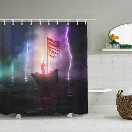 Suihkuverho veneellä myrskyisellä merellä