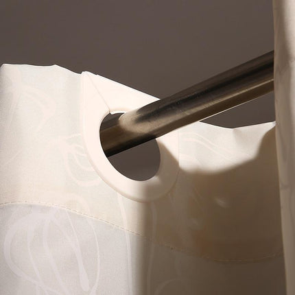 Vaaleanbeige suihkuverho hienovaraisella kuviolla