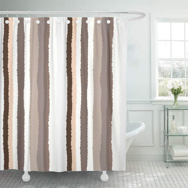 Raidallinen suihkuverho beige ja valkoinen