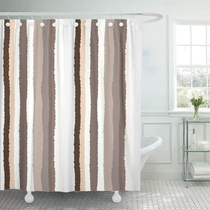 Raidallinen suihkuverho beige ja valkoinen