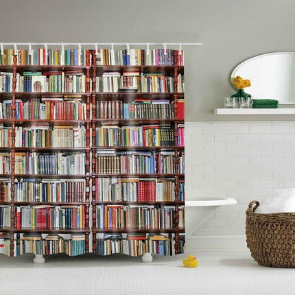 Kirjahylly-kuvioinen hauska suihkuverho