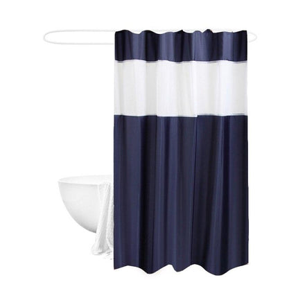 Laivastonsininen ja valkoinen raidallinen suihkuverho