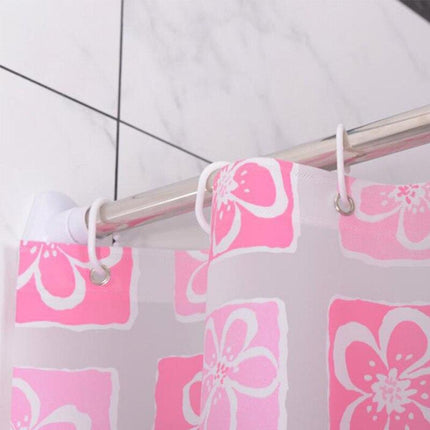 Kiiltävä vaaleanpunainen kukkakuvio suihkuverho