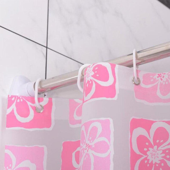 Kiiltävä vaaleanpunainen kukkakuvio suihkuverho
