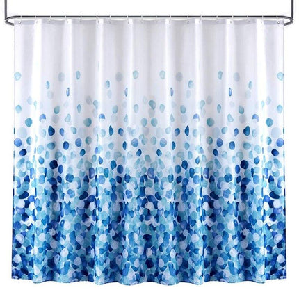 Valko-sininen suihkuverho kupla-aiheella