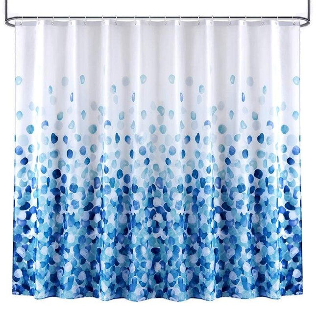 Valko-sininen suihkuverho kupla-aiheella