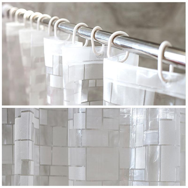 Läpikuultava neliökuvioinen suihkuverho