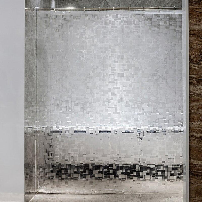 Läpikuultava neliökuvioinen suihkuverho