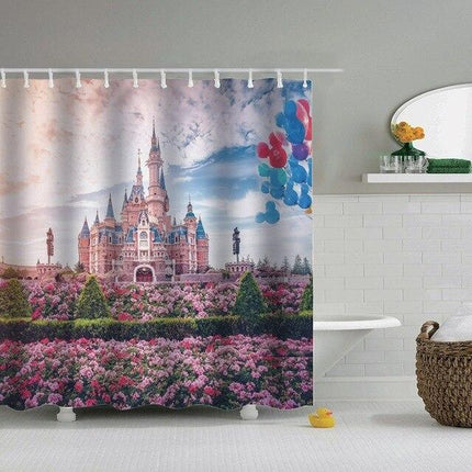 Satulinna-aiheinen suihkuverho kylpyhuoneeseen