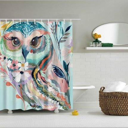 Kaunis vesiväri pöllö suihkuverho