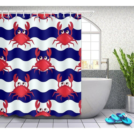 Sinivalko-raidallinen rapu suihkuverho