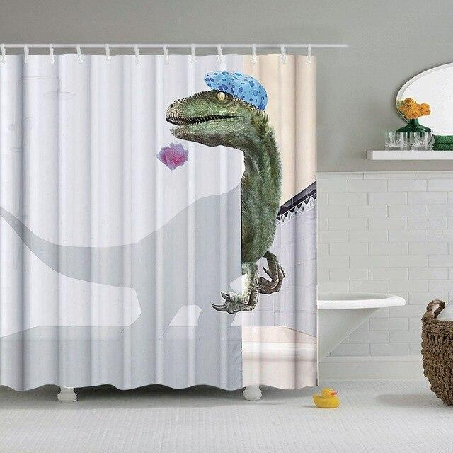 Suihkuverho hauskalla dinosaurus-kuviolla