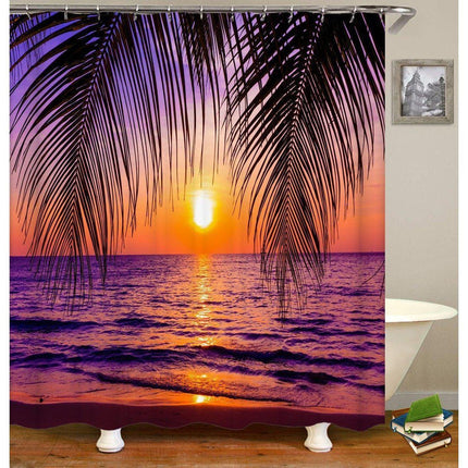 Auringonlasku rannalla suihkuverho