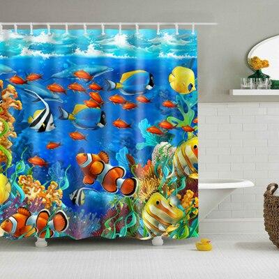 Värikäs merenalainen maailma suihkuverho