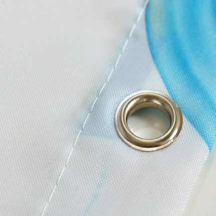 Sininen mosaiikkikuvioinen suihkuverho