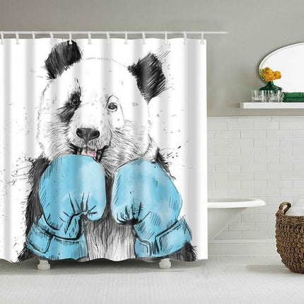 Hauska nyrkkeilevä panda suihkuverho