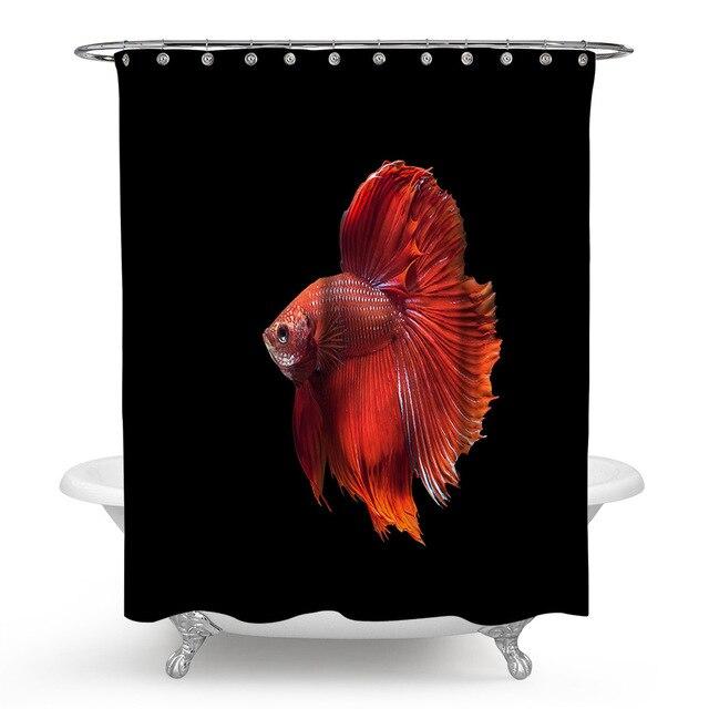 Punainen kala kuviollinen suihkuverho