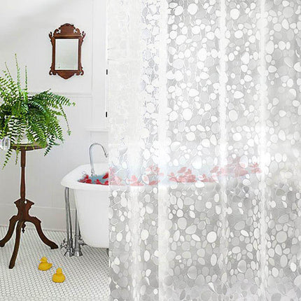 Läpinäkyvä PVC-suihkuverho pyöreällä kuviolla