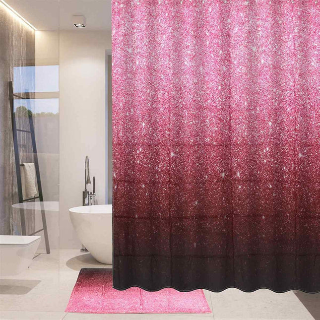 Puuteriroosa kimaltava suihkuverho