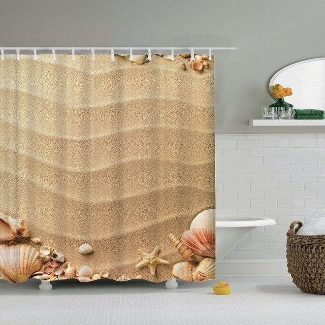 Hiekkaranta ja simpukat suihkuverho