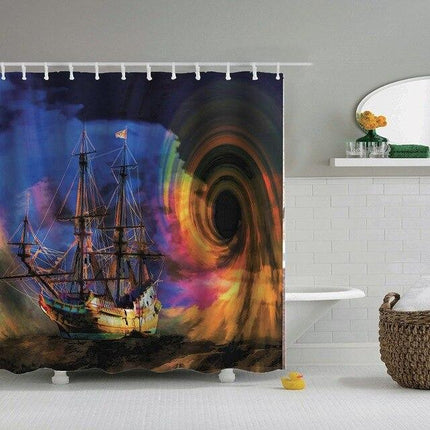 Fantasia-aiheinen suihkuverho laivalla