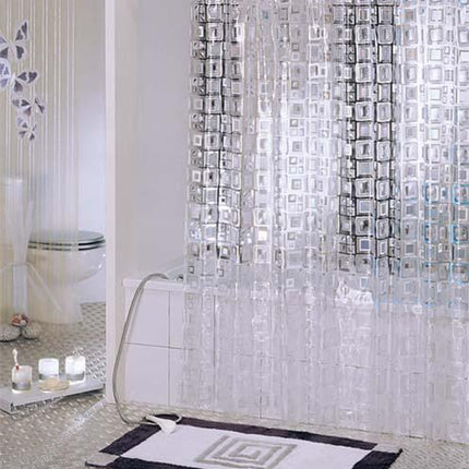 Homeenkestävä suihkuverho 3D-kuutiokuviolla